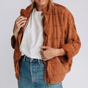 Free People Dolman Quilted Jacket Terracotta